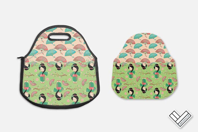 Diy Geisha Girls Lunch Tote Print | Sublimation Design | Lunch Tote Png | Lunch Bag Png | Lunch Box Png | Digital Download ONLY