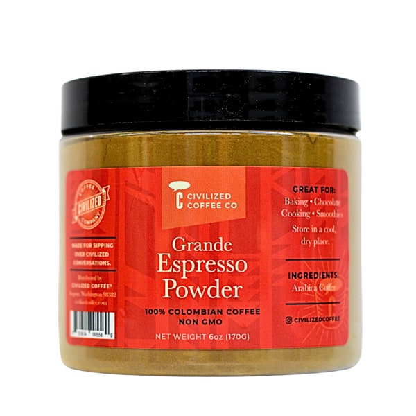 Grande Espresso Powder for Baking & Smoothies (Non-GMO) 6 oz