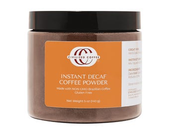 Instant Coffee Decaf Granules, Medium Dark Roast Gourmet Coffee Non-GMO Jar (5 oz)