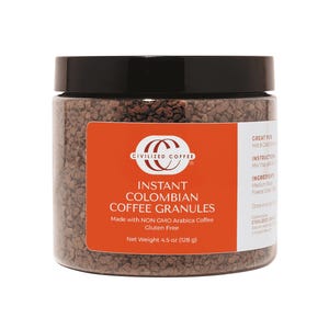 Civilized Coffee Instant Coffee Granules, Colombian Coffee Classic Roast, Non-GMO (4.5 oz)