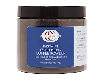 Grains de café instantanés pour infusion à froid sans OGM (pot de 5 oz)