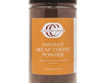 Café instantáneo descafeinado en gránulos, tueste medio oscuro, café gourmet sin OMG, frasco (10 oz)