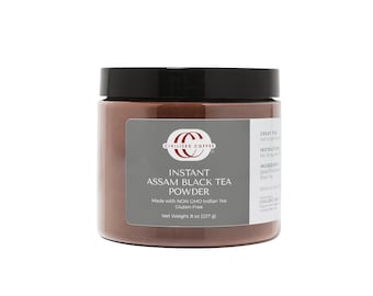 Poudre de thé noir d'Assam instantanée pour thé chaud, thé glacé et pâtisserie (8 oz)