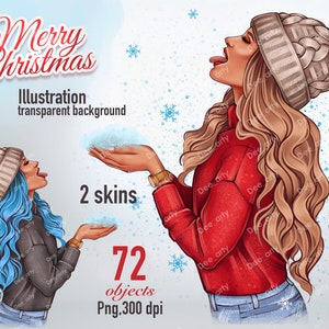 Winter clipart, Winter girl clipart, Christmas clipart png, Fashion illustration png, Fashion girl, Winter planner, Best friend clipart