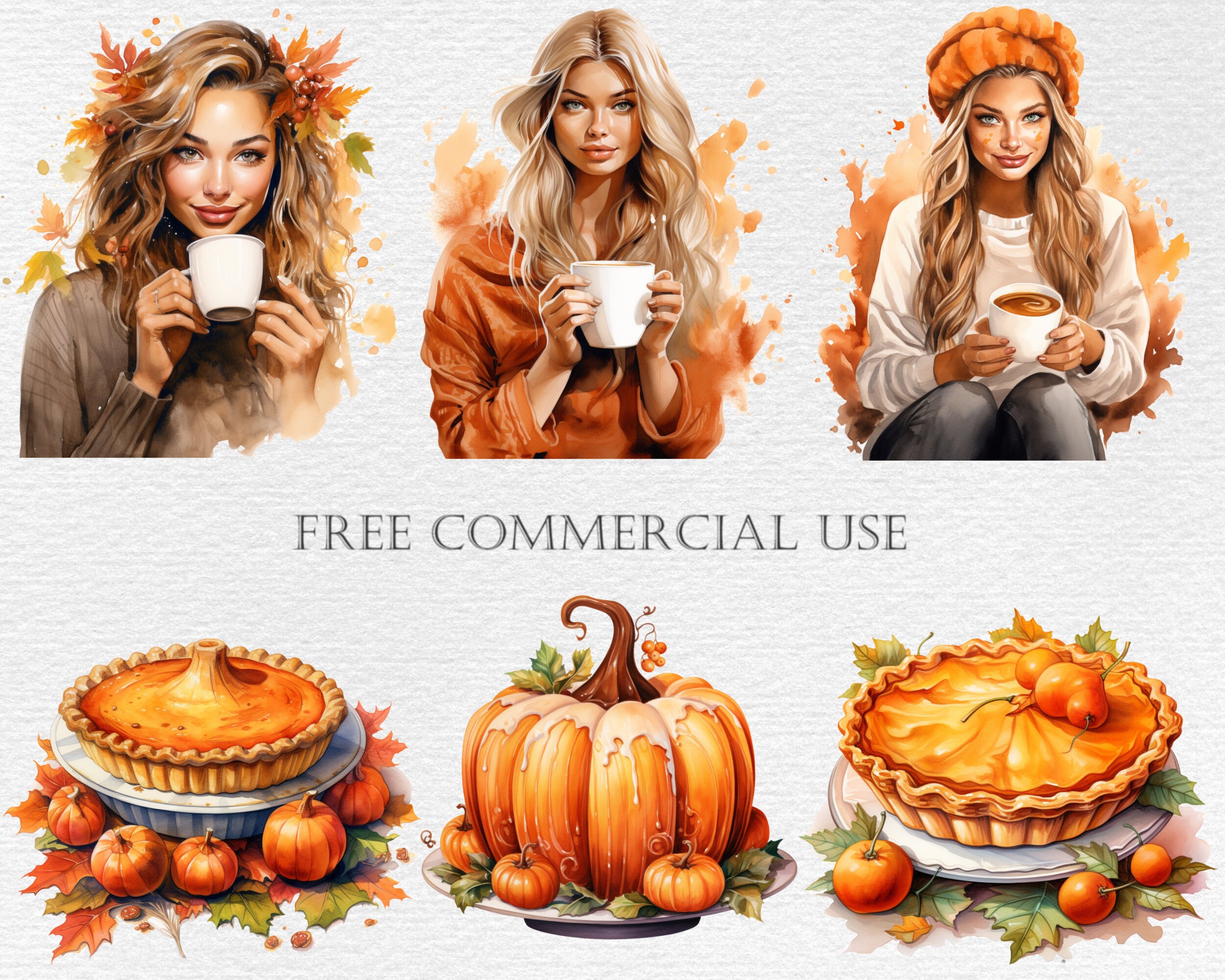 Pumpkin Spice Watercolor Clipart Bundle - 150 PNG Cozy Fall Images ...