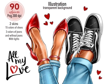 Fashion illustration, Family look clipart, Shoes clipart, Woman clipart, Lovers legs png, Couple png, Mother's Day clipart, Women's shoes