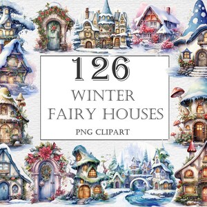 Winter Fairy house clipart png, Christmas Magic gnomes cottage, Elf village, Winter magic Fairytale landscapes, Wonderland Fairyland clipart