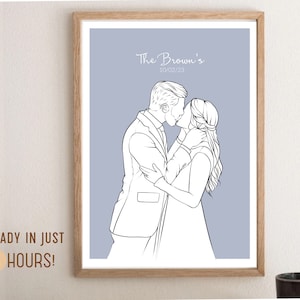 CUSTOM LINE DRAWING, Custom Illustration, Digital Art, Line Art, Custom Portrait, Wedding Portrait, Couples Portrait, Personalised Gift