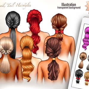 Hairstyle clipart, Tail Ponytail Hairstyles, Family clipart, Hair illustration png Hair clipart Fashion clipart, Natural Hair png,Hair set