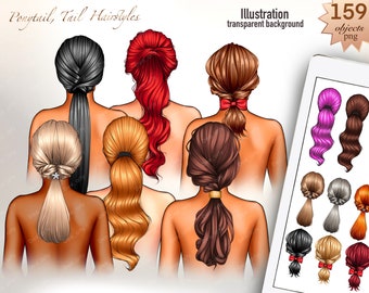 Hairstyle clipart, Tail Ponytail Hairstyles, Family clipart, Hair illustration png Hair clipart Fashion clipart, Natural Hair png,Hair set