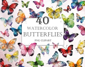 Watercolor butterfly clipart, Butterflies illustration set png,  Fantasy Clipart, Watercolor Clipart, Instant download, Scrapbooking png