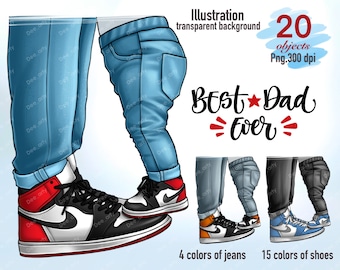 Dad son shoes clipart, Fathers Day clipart, Fashion man clipart, Sneakers clipart, Family look clipart, Legs in sneakers, instant download