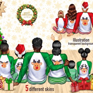 Christmas FAMILY LOOK Clipart, Christmas Pajamas Clipart, Custom Family Clipart, Sitting Family, Christmas clipart png, Sublimation design
