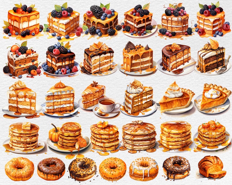 Pumpkin Spice Watercolor Clipart Bundle - 150 PNG Cozy Fall Images ...