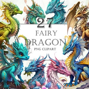 Watercolor fairy tale dragon clipart, Fantasy realistic detailed dragon clipart, Sublimation design, Printable digital illustrations