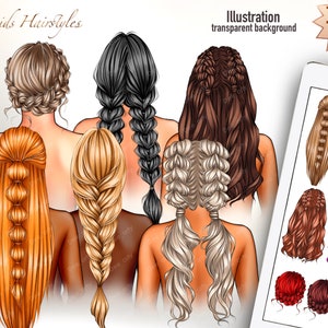 Hairstyle clipart, Braids Hairstyles, Family clipart, Hair illustration png Hair clipart Fashion clipart, Hair png,Hair set png