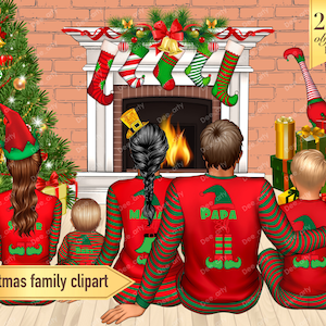 Family Creator ClipArt, Christmas Family ClipArt,Sitting Family,Custom Family Portrait, Sublimation PNG,Winter ClipArt, Customizable Clipart