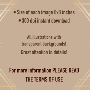 K&ouml;nnte beinhalten: Ein beiger Hintergrund mit wei&szlig;en Linien, die geometrische Formen bilden. Der Text lautet: &bdquo;&bull; Gr&ouml;&szlig;e jedes Bildes 8x8 Zoll &bull; 300 dpi Sofort-Download Alle Illustrationen mit transparenten Hintergr&uuml;nden! Gro&szlig;e Aufmerksamkeit f&uuml;r Details! F&uuml;r weitere Informationen LESEN SIE BITTE DIE NUTZUNGSBEDINGUNGEN&ldquo;