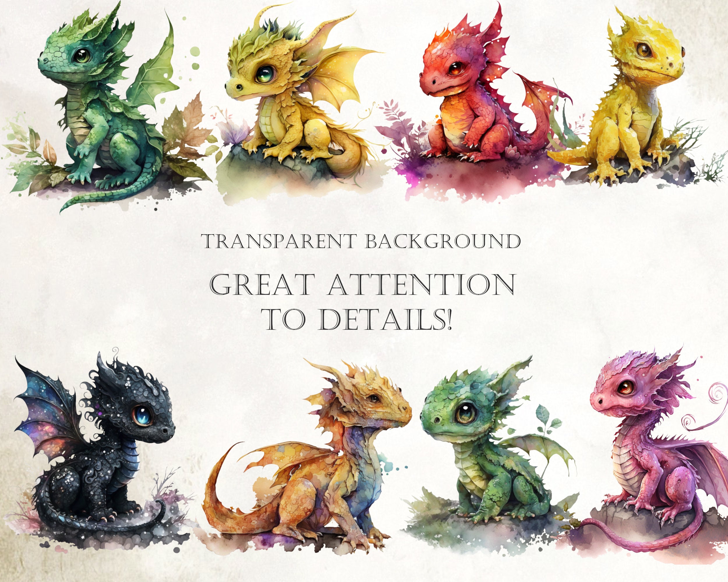 Watercolor Baby Dragon Clipart Png, Cute Beautiful Fantasy Dragon ...
