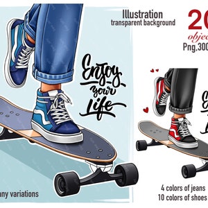 Beine in Turnschuhen Clipart, Mode Schuhe, High Heel Schuhe Clipart, Fuß Schuhe Clipart Instant Download, Sneakers Skateboard Clipart, Postkarte