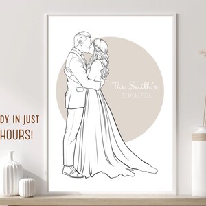 Custom Line Drawing Family, Custom Portrait, Wedding Portrait, Sketches From Photo, Personalized Gifts , Anniversary Gift, Engagement Gift