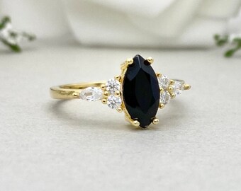 Onyx Diamond Ring Etsy
