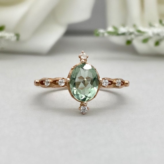 Green amethyst women's ring clearance