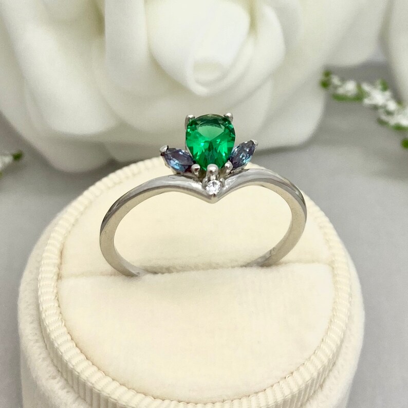 Pear Shape Emerald Ring Marquise Lab Alexandrite Art Deco - Etsy