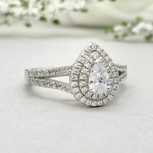 Neil lane double deals halo pear engagement ring