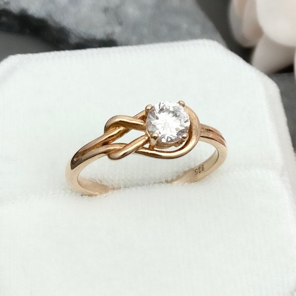 Rose Gold Round 0.50Ct Simulated Diamond Love Knot Infinity Sterling Silver Engagement Wedding Promise Ring Women's Promise Ring