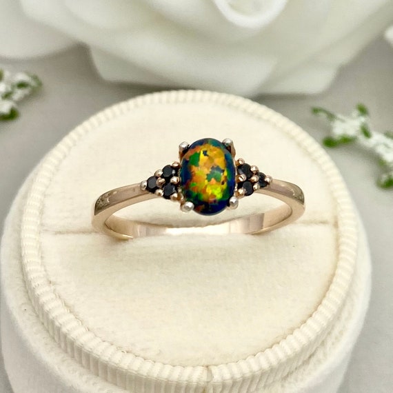 Vintage Fire Opal Diamond Cluster Ring 1.75ct Opal – Laurelle Antique  Jewellery