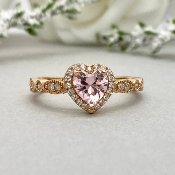 Pink morganite store heart ring
