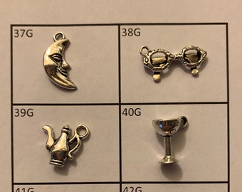 35 Assorted Charms: Silver pewter, Set 2