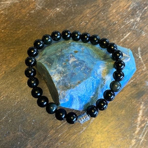 Reduces Swelling, Sleep Better - Black Obsidian healing gemstone Bracelet or Anklet 8mm stones