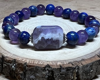 Alivio del dolor, dolor crónico e insomnio: pulsera de amatista y lapislázuli.
