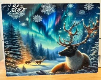 Reindeer Scene aluminum Print