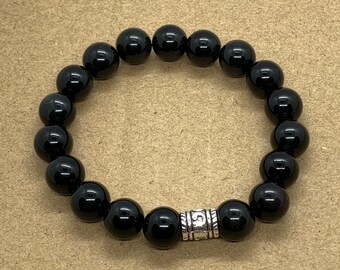 Reduce la hinchazón, duerme mejor - Pulsera o tobillera de piedras preciosas curativas de obsidiana negra de 10 mm
