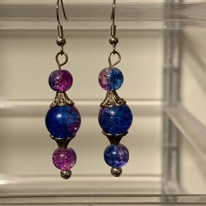 Glass blue and purple variegated earrings