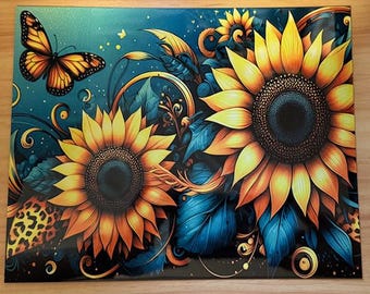 Sunflowers & Butterflies Photo Panel