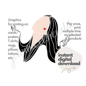 Hummingbird Woman PNG, Woman with Hummingbirds PNG, Hummingbird Lovers Download, Colorful Female Graphics, Downloadable Poster