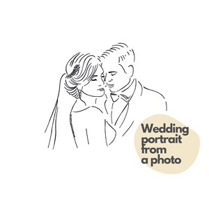 Custom Wedding Portrait, Sketches From Photo, Personalized Gifts, Custom Line Art Drawing, Couple Portrait From Photo, Wedding Gift