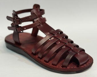 Women's Leather Sandals 100% Genuine Leather Greek Style Comfortable Summer Vacations Made In Palestine Hebron Handmade Natural Leather New