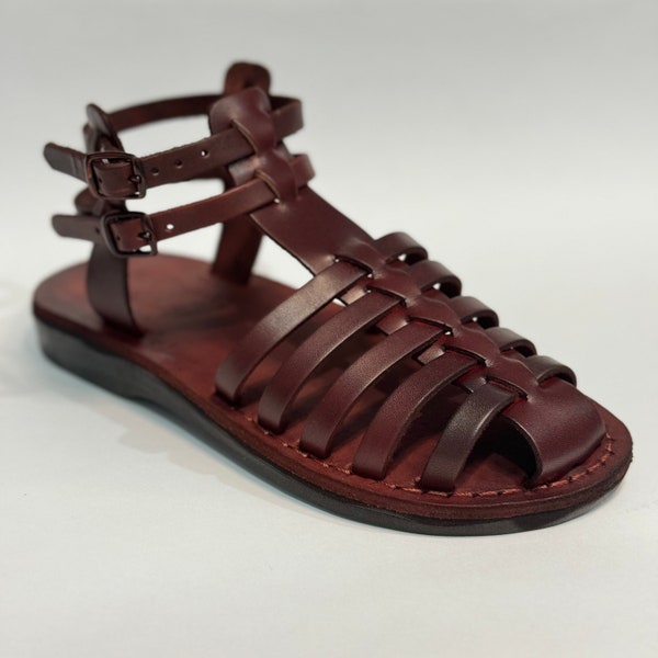Women's Leather Sandals 100% Genuine Leather Greek Style Comfortable Summer Vacations Made In Palestine Hebron Handmade Natural Leather New