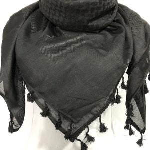 Shemagh Keffiyeh Arab Scarf Palestine Pure Black Kufiya Arafat Hatta Original Brand 100% Cotton Unisex Scarves Size 4747 Cool Summer 2024 image 3