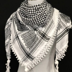 Shemagh Keffiyeh Arab Scarf Palestine Shami Kufiya Arafat Hatta Original Brand 100% Cotton Unisex Scarves Size 47"x47" Cool Summer 2024 NEW