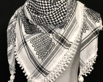 Shemagh Keffiyeh Arabische sjaal Palestina Shami Kufiya Arafat Hatta origineel merk 100% katoen unisex sjaals maat 47"x47" koele zomer 2024 NIEUW