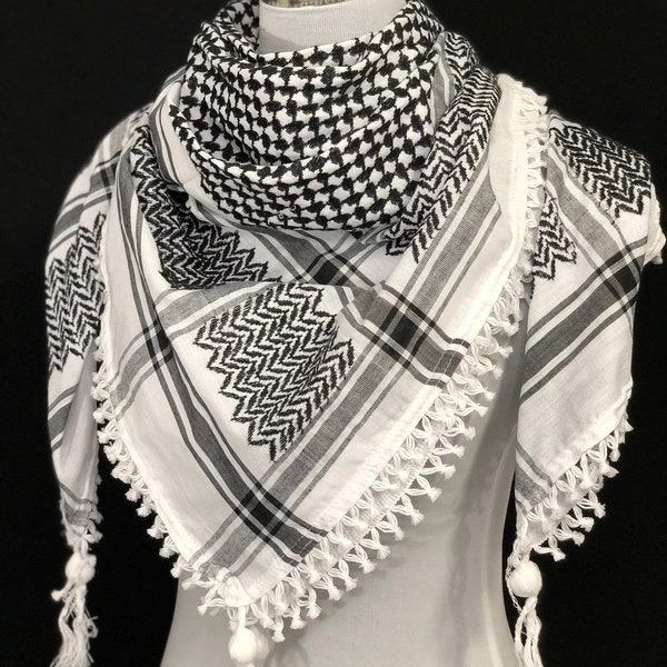 Shemagh Keffiyeh Arabische sjaal Palestina Shami Kufiya Arafat Hatta origineel merk 100% katoen unisex sjaals maat 47"x47" koele zomer 2024 NIEUW