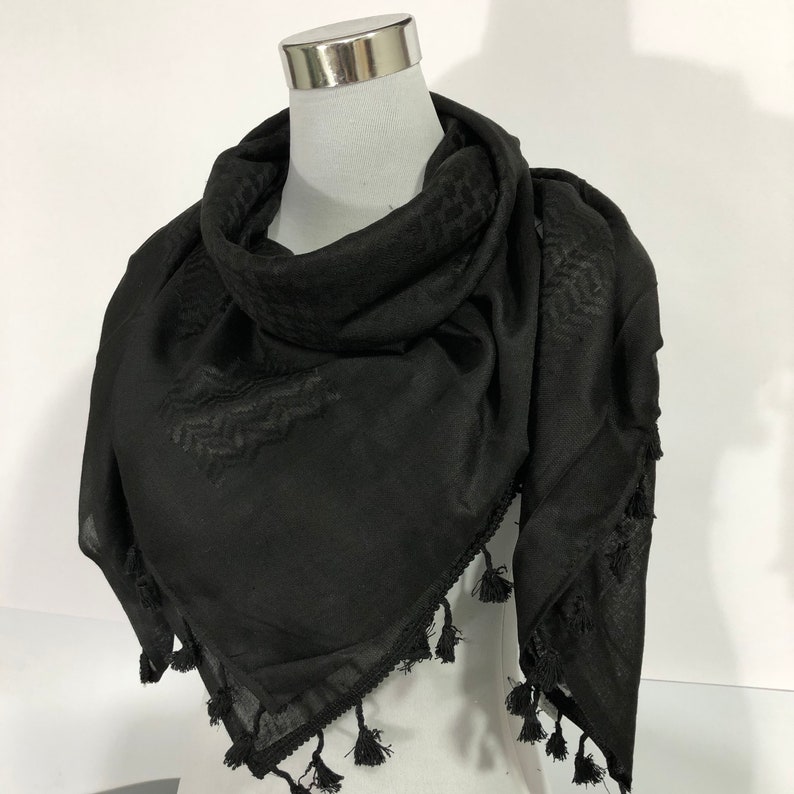 Shemagh Keffiyeh Arab Scarf Palestine Pure Black Kufiya Arafat Hatta Original Brand 100% Cotton Unisex Scarves Size 4747 Cool Summer 2024 image 2