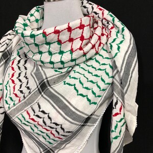 thumbnail image 2 of Palestine Scarf Keffiyeh Printed Chiffon Modest Palestinian Keffiyeh Scarf Wholesale Muslim Lady 2 of 12
