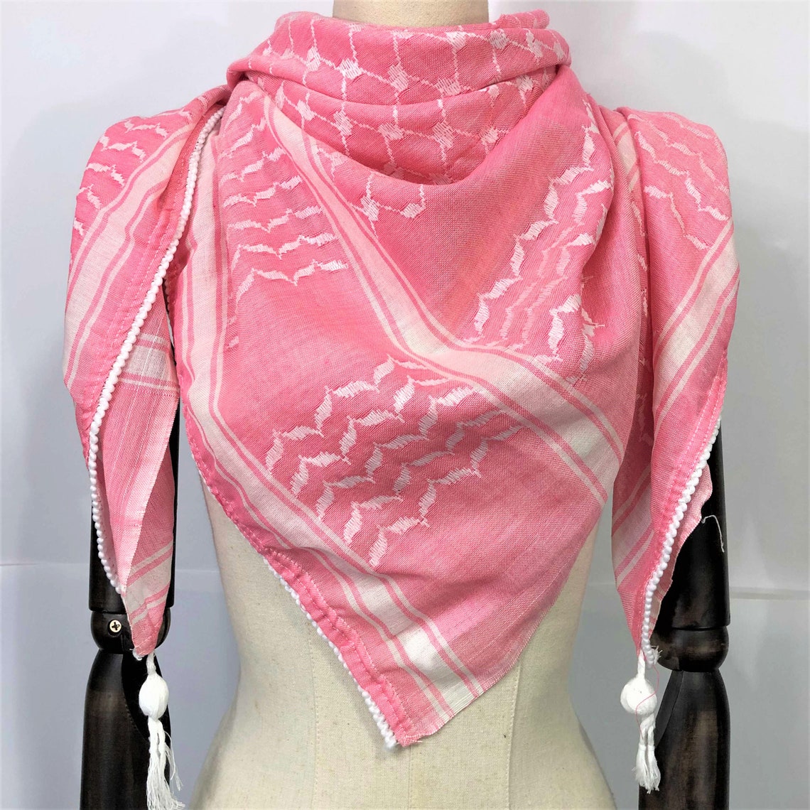 Hirbawi Shemagh Keffiyeh Arab Scarf Palestine White Pink | Etsy